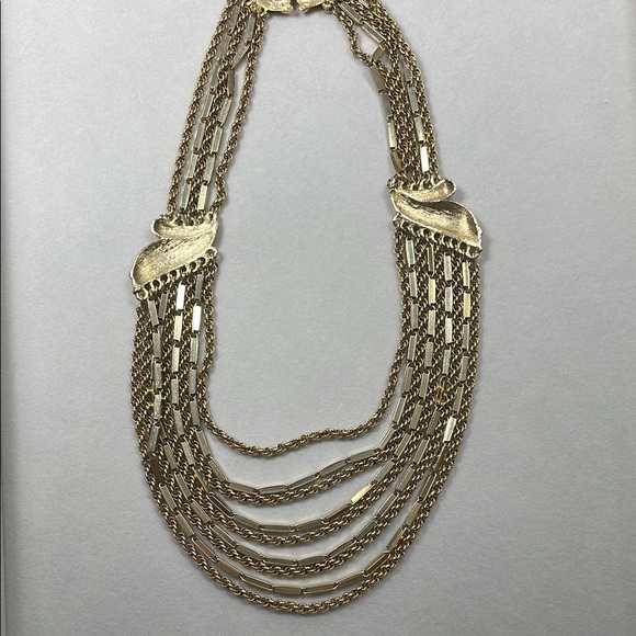 Monet Vintage Rare Gold Tone Multi-Strand Necklace - Picture 3 of 6